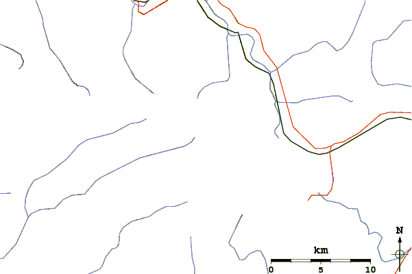 Roads and rivers around Friday Mountain