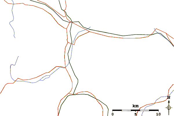 Roads and rivers around Fronalpstock (Glarus)