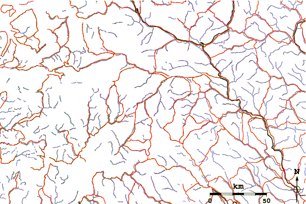 Roads and rivers around Galdhøpiggen