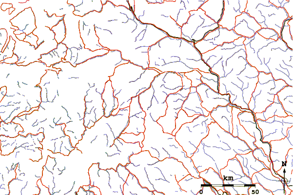 Roads and rivers around Galdhoppigen