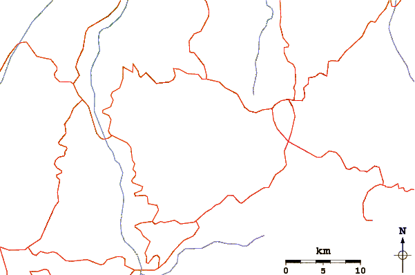 Roads and rivers around Galeras