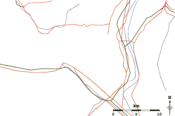 Roads and rivers around Gamsberg