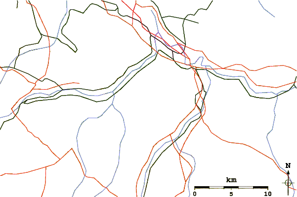 Roads and rivers around Ganekogorta