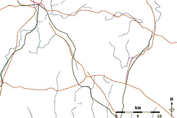 Roads and rivers around Gap Mountain