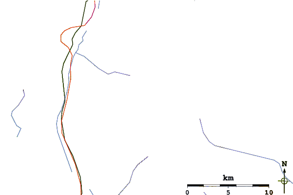 Roads and rivers around Garibaldi Lake Volcanic Field