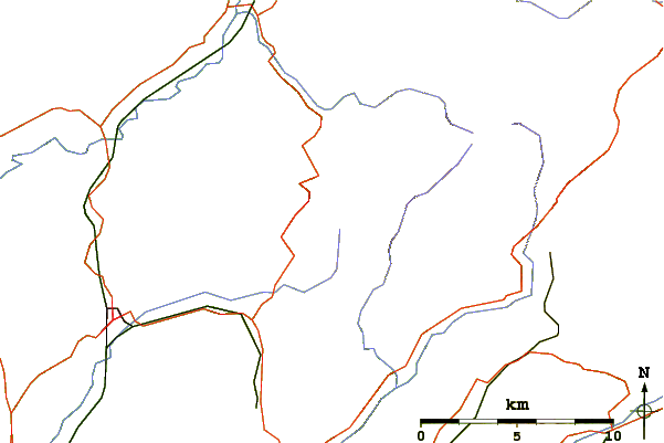 Roads and rivers around Garreg Lwyd (Black Mountain)