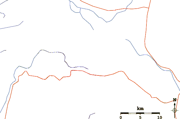 Roads and rivers around Garrin Mountain (Velash Peak)