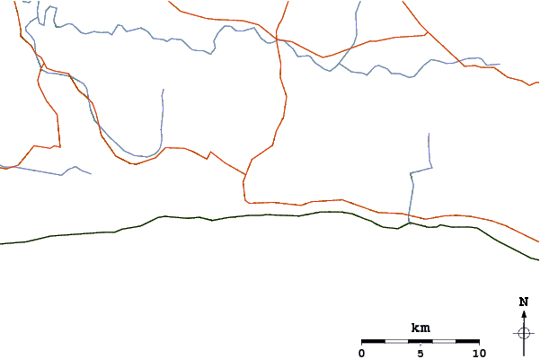 Roads and rivers around Gaviota Peak