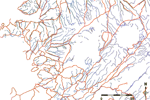 Roads and rivers around Geitlandsjökull