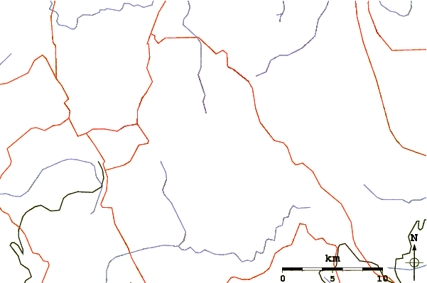 Roads and rivers around Monti del Gennargentu