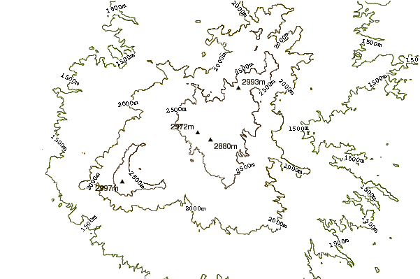 Mountain peaks around Gimbala