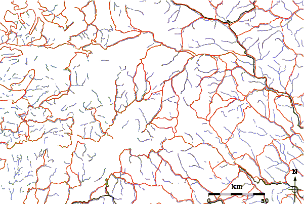 Roads and rivers around Gjertvasstind