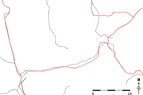 Roads and rivers around Gletscherhorn (Oberhalbstein)