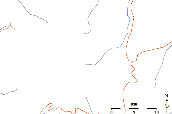 Roads and rivers around Goat Island Mountain