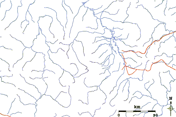 Roads and rivers around Gora Pobeda