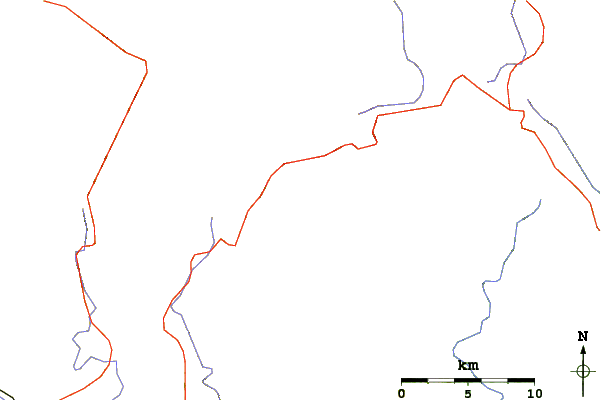 Roads and rivers around Grandmother Mountain (North Carolina)