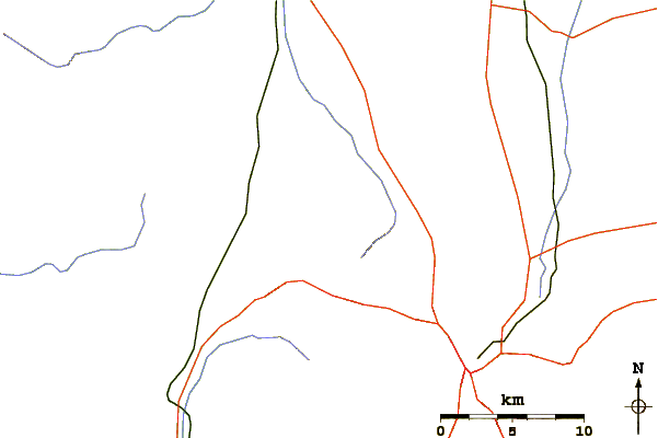 Roads and rivers around Granite Mountain (Arizona)