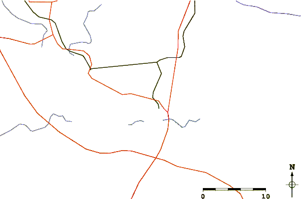 Roads and rivers around Granite Mountain (Texas)