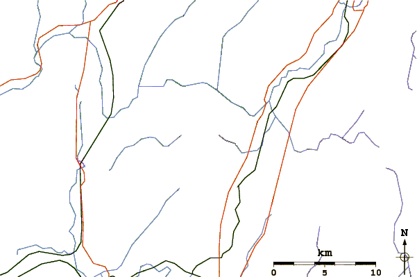 Roads and rivers around Grass Mountain (Vermont)