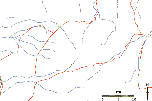 Roads and rivers around Grattai Mountain