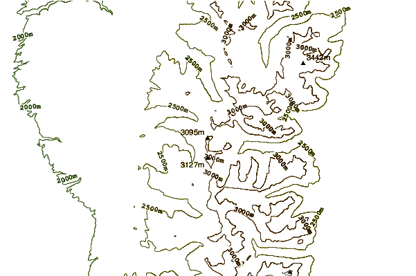 Mountain peaks around Green Lakes Mountain