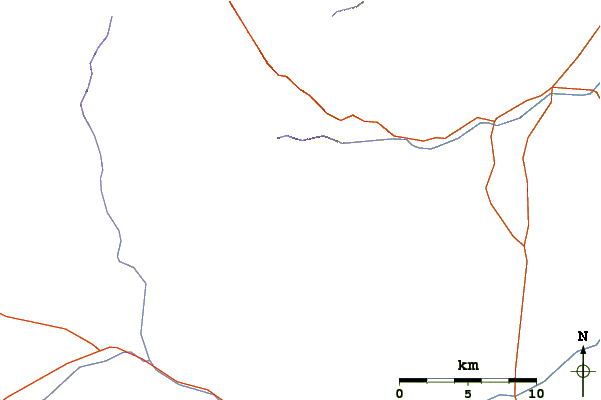 Roads and rivers around Greenhorn Mountain