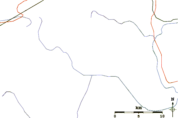 Roads and rivers around Grindstone Mountain