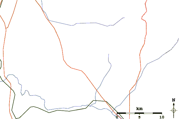 Roads and rivers around Grizzly Mountain (Crook County, Oregon)