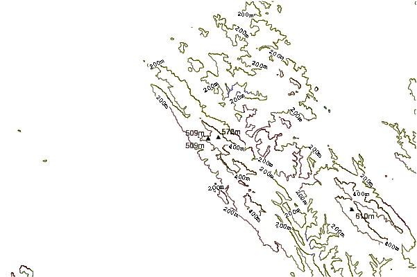 Mountain peaks around Grizzly Peak (Berkeley Hills)