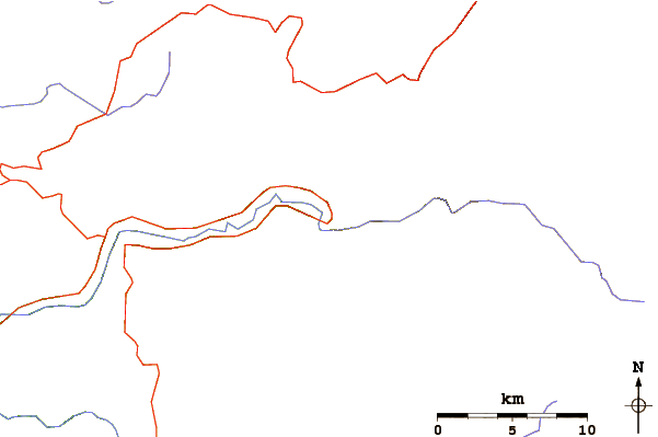 Roads and rivers around Grizzly Peak (Yosemite)