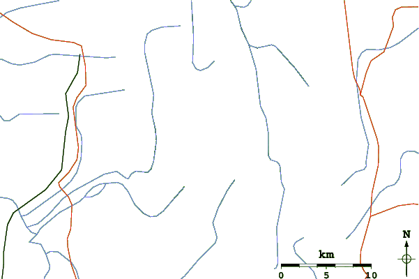 Roads and rivers around Groot-Winterhoek Peak