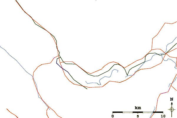 Roads and rivers around Grotto Mountain