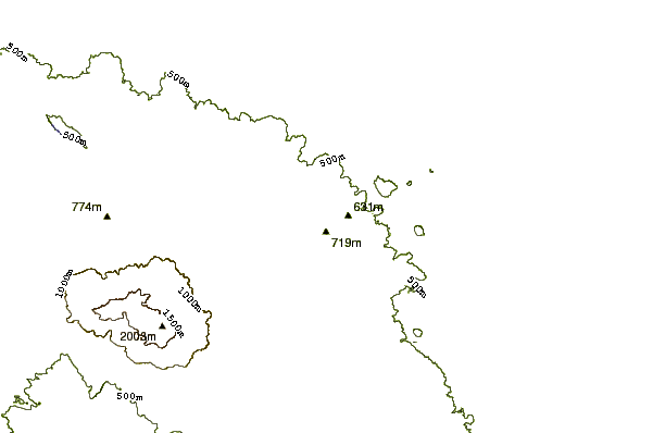 Mountain peaks around Gufa Volcano