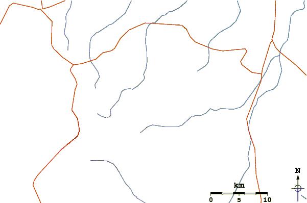 Roads and rivers around Gufa Volcano