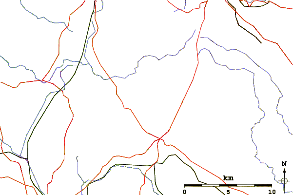 Roads and rivers around Gun (Staffordshire)