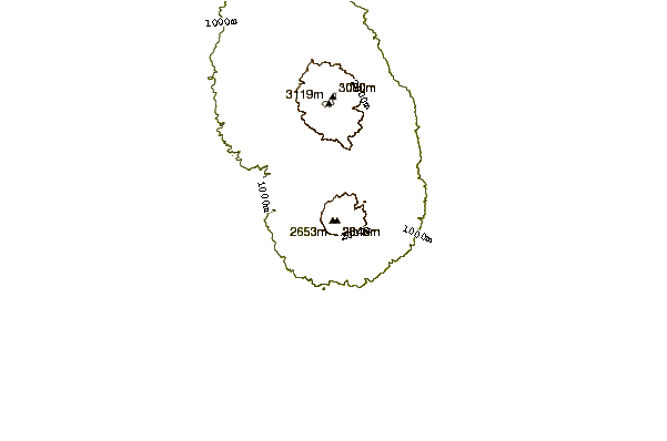 Mountain peaks around Gunung Merapi