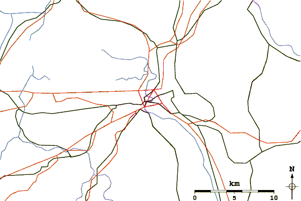 Roads and rivers around Gurten (mountain)