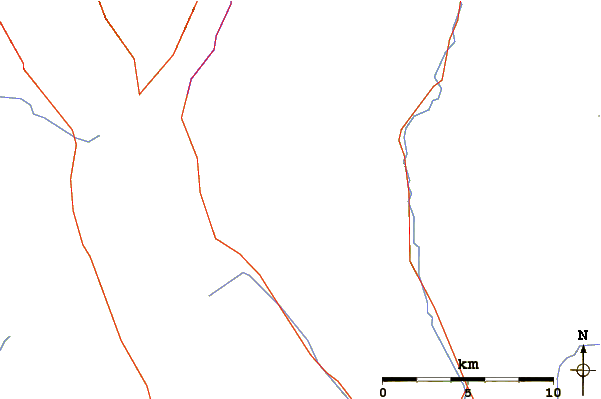 Roads and rivers around Gusty Peak