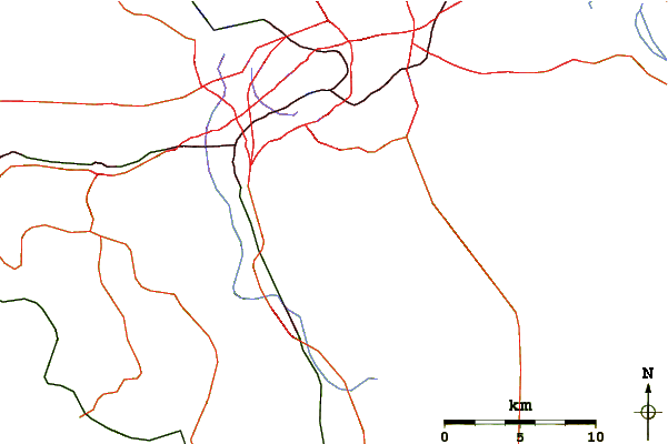 Roads and rivers around Gwanaksan