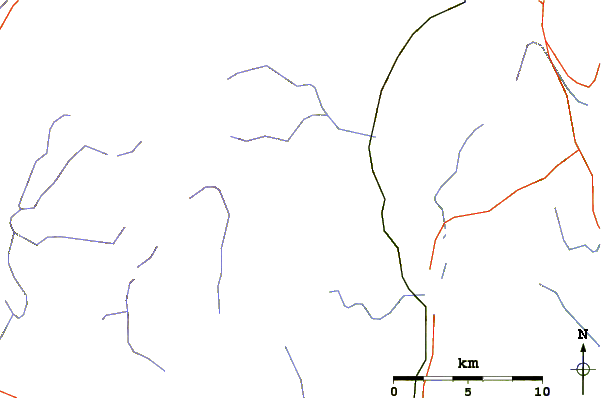 Roads and rivers around Hadley Mountain