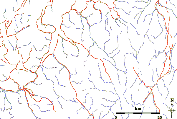 Roads and rivers around Haltiatunturi