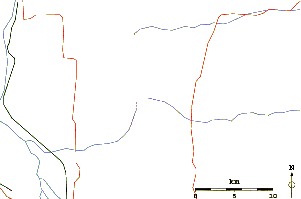 Roads and rivers around Hardscrabble Peak