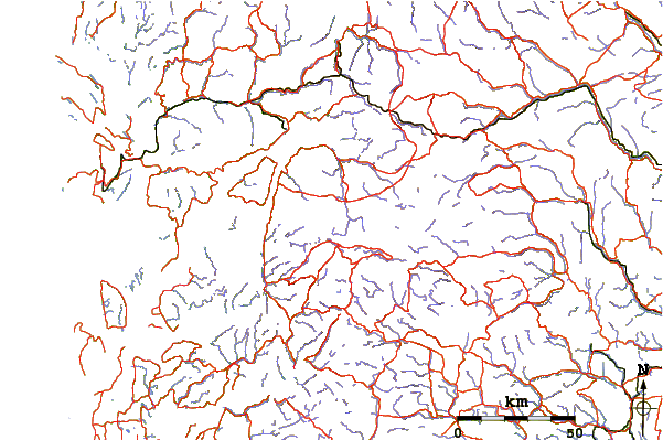 Roads and rivers around Hårteigen