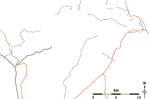 Roads and rivers around Harter Fell (Eskdale)