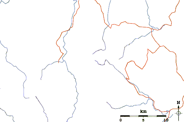 Roads and rivers around Hartz Mountains (Tasmania)