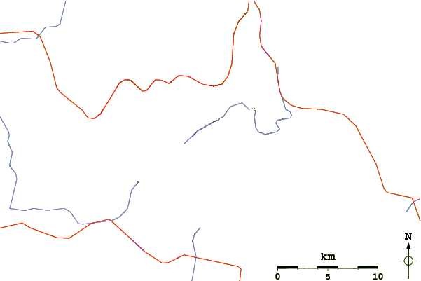 Roads and rivers around Hat Mountain (California)