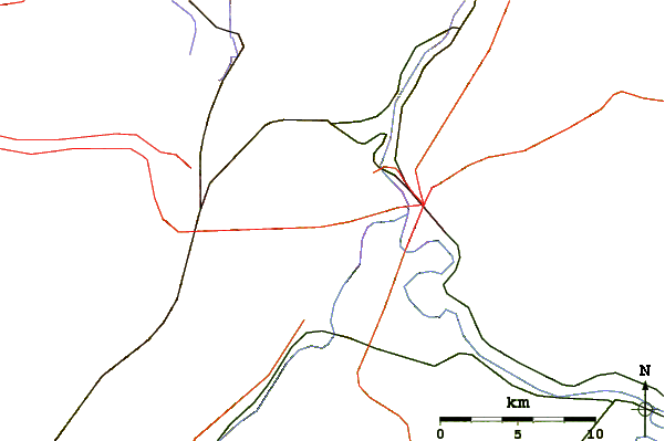 Roads and rivers around Haystack Mountain (Maryland)