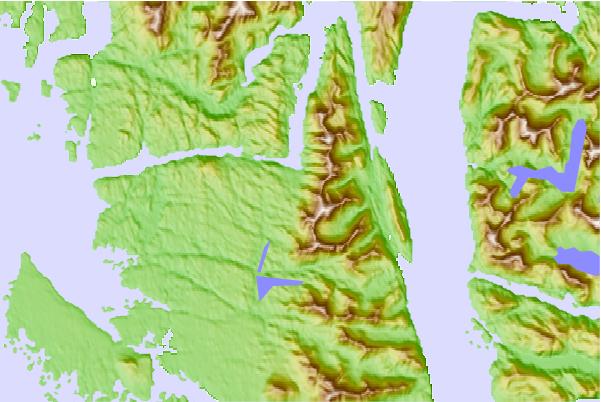 Surf breaks located close to Helmet Peak (British Columbia)