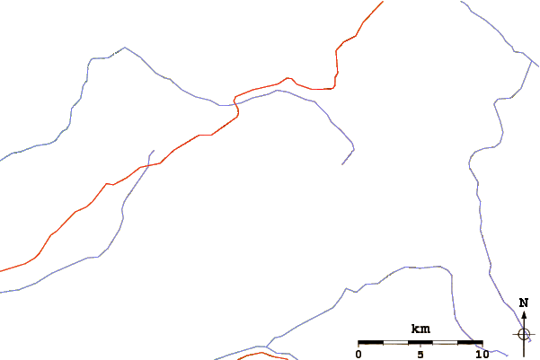 Roads and rivers around Henery Peak