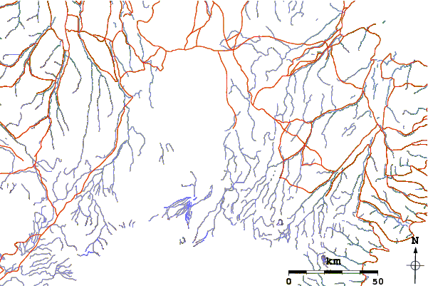 Roads and rivers around Herðubreið